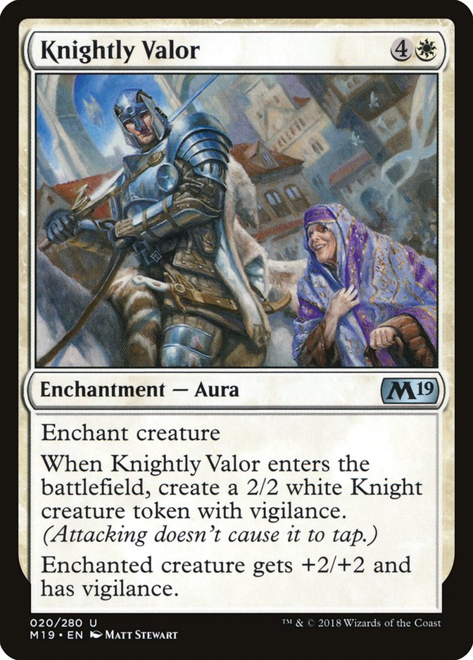 Knightly Valor [Core Set 2019] MTG Single Magic: The Gathering | Red Claw Gaming