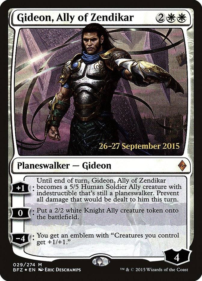 Gideon, Ally of Zendikar [Battle for Zendikar Prerelease Promos] MTG Single Magic: The Gathering | Red Claw Gaming