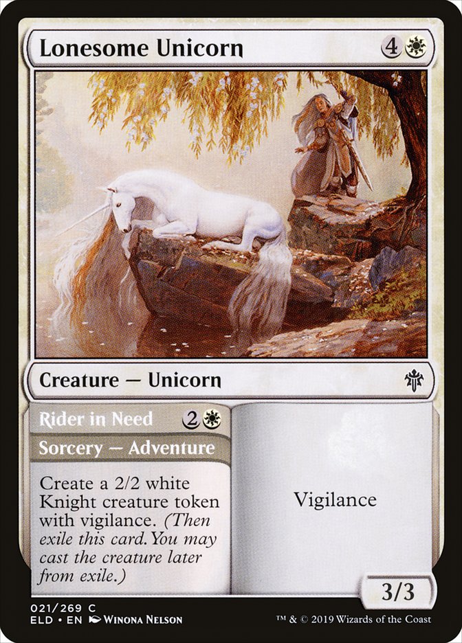 Lonesome Unicorn // Rider in Need [Throne of Eldraine] MTG Single Magic: The Gathering | Red Claw Gaming