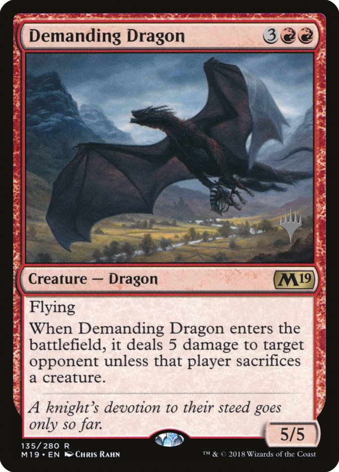 Demanding Dragon (Promo Pack) [Core Set 2019 Promos] MTG Single Magic: The Gathering | Red Claw Gaming
