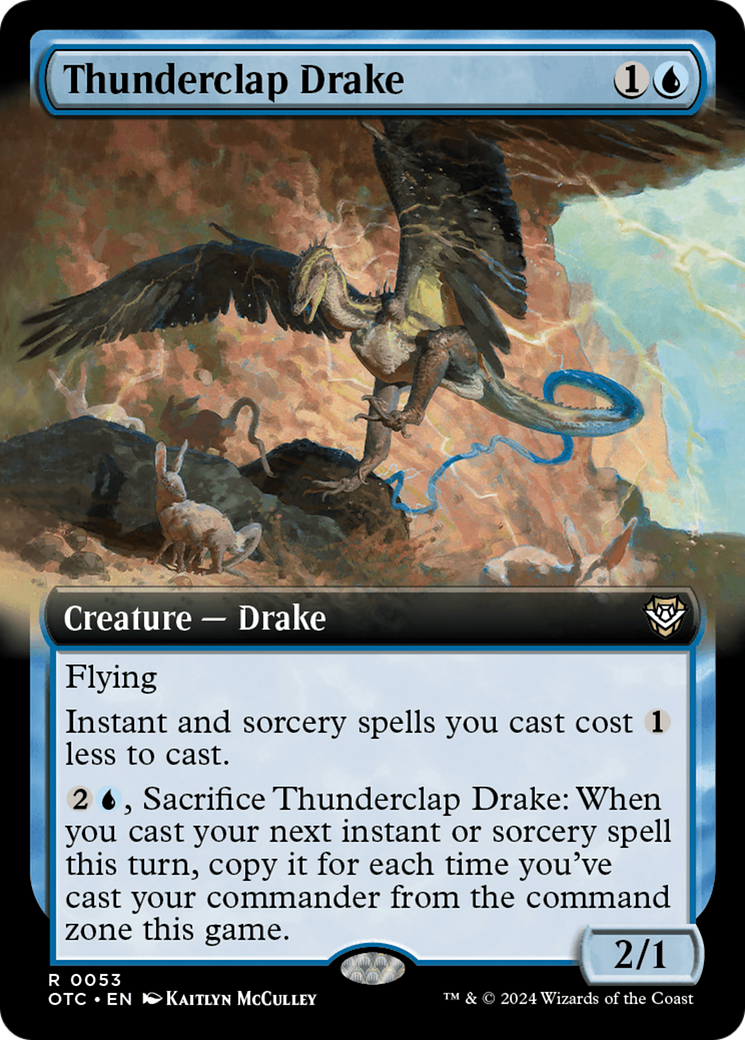 Thunderclap Drake (Extended Art) [Outlaws of Thunder Junction Commander] MTG Single Magic: The Gathering | Red Claw Gaming