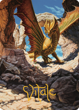 Ancient Brass Dragon Art Card (02) (Gold-Stamped Signature) [Commander Legends: Battle for Baldur's Gate Art Series] MTG Single Magic: The Gathering | Red Claw Gaming