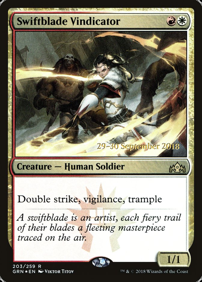 Swiftblade Vindicator [Guilds of Ravnica Prerelease Promos] MTG Single Magic: The Gathering | Red Claw Gaming