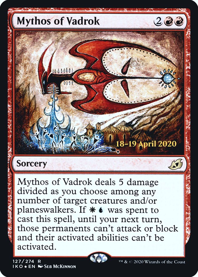 Mythos of Vadrok [Ikoria: Lair of Behemoths Prerelease Promos] MTG Single Magic: The Gathering | Red Claw Gaming