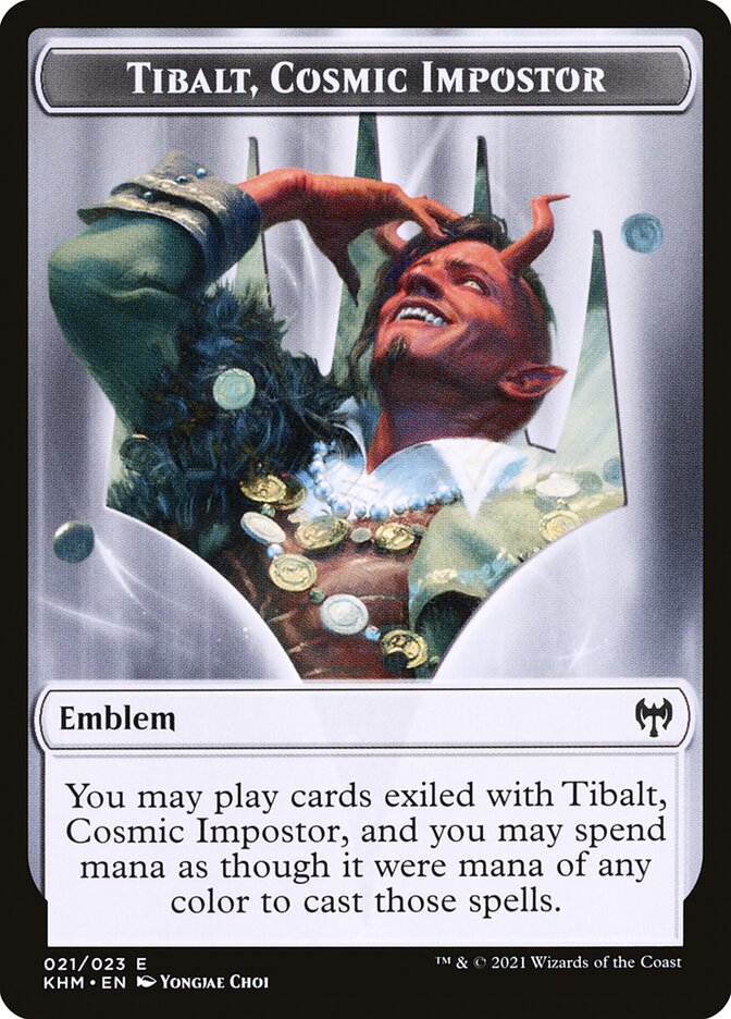 Elf Warrior // Tibalt, Cosmic Impostor Emblem Double-Sided Token [Kaldheim Tokens] MTG Single Magic: The Gathering | Red Claw Gaming