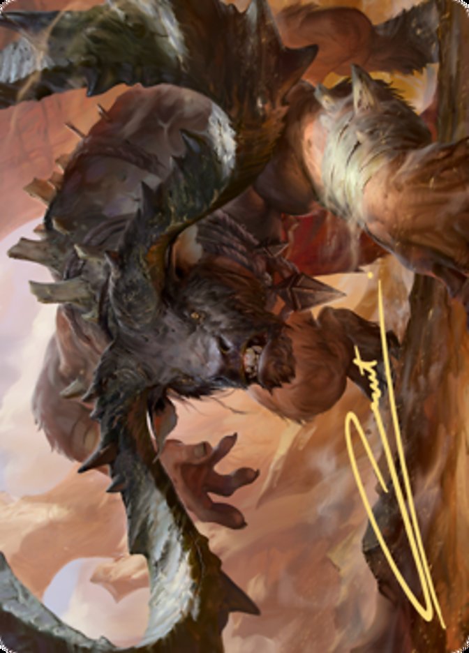 Moraug, Fury of Akoum Art Card (Gold-Stamped Signature) [Zendikar Rising Art Series] MTG Single Magic: The Gathering | Red Claw Gaming