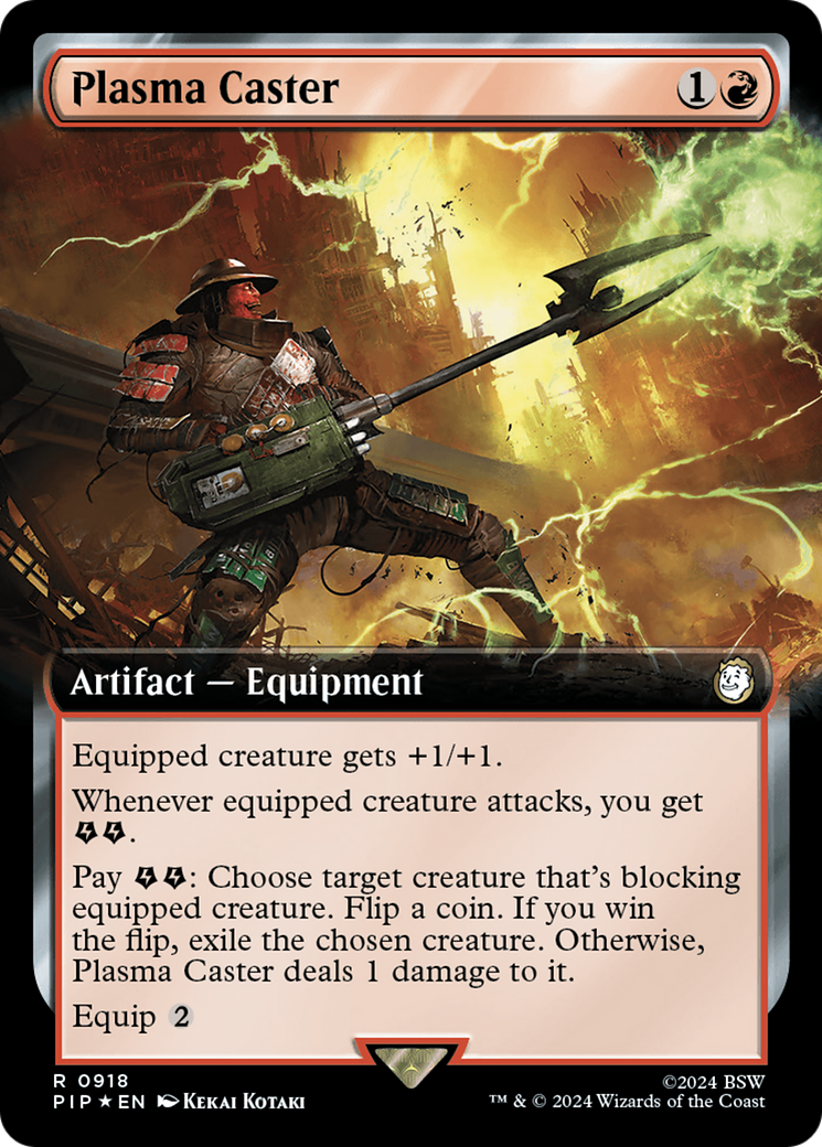 Plasma Caster (Extended Art) (Surge Foil) [Fallout] MTG Single Magic: The Gathering | Red Claw Gaming
