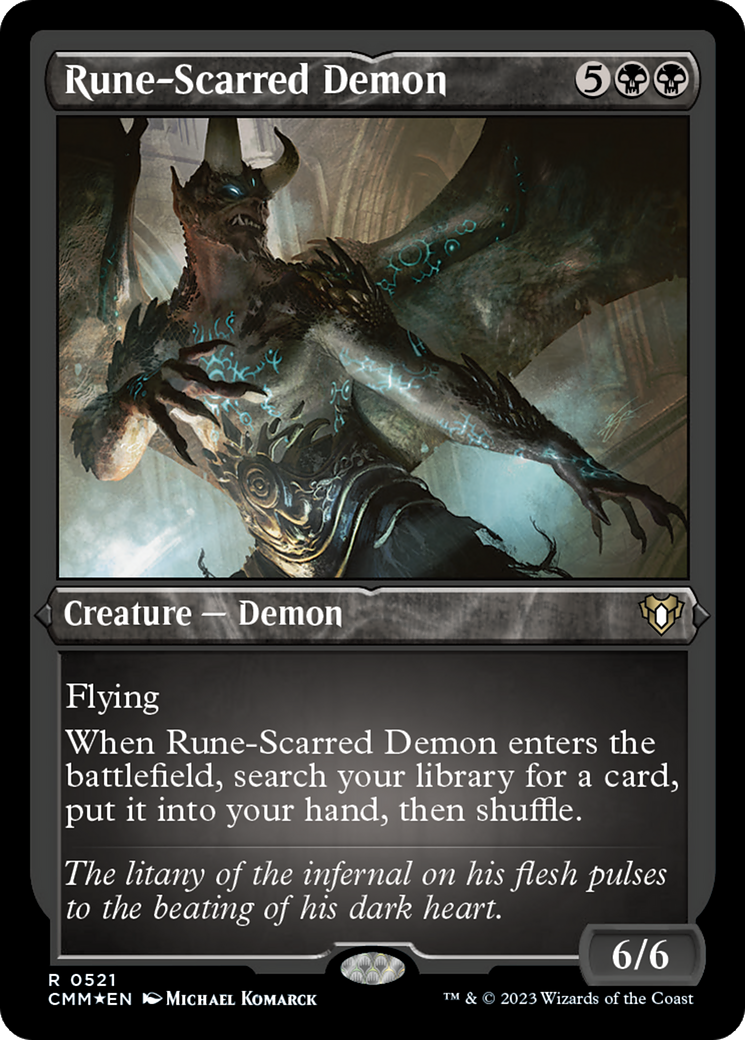 Rune-Scarred Demon (Foil Etched) [Commander Masters] MTG Single Magic: The Gathering | Red Claw Gaming