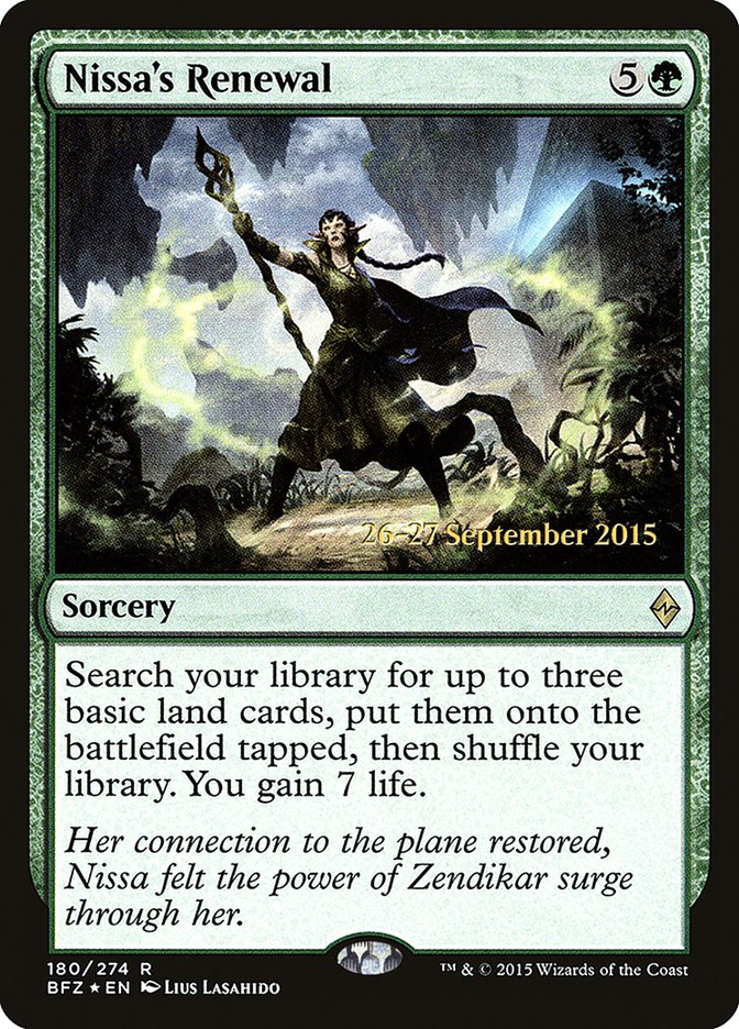 Nissa's Renewal [Battle for Zendikar Prerelease Promos] MTG Single Magic: The Gathering | Red Claw Gaming