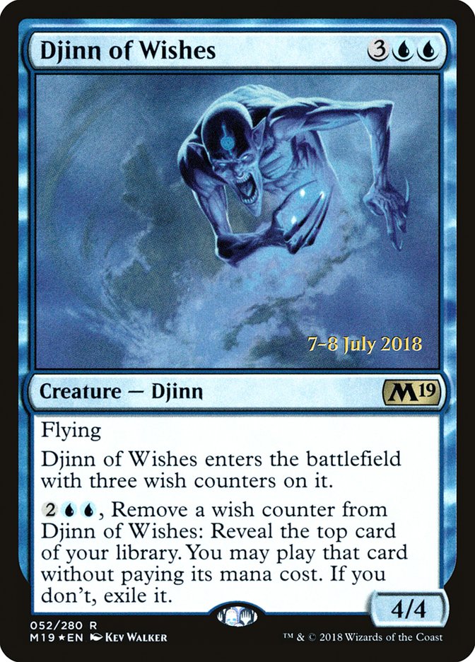 Djinn of Wishes [Core Set 2019 Prerelease Promos] MTG Single Magic: The Gathering | Red Claw Gaming