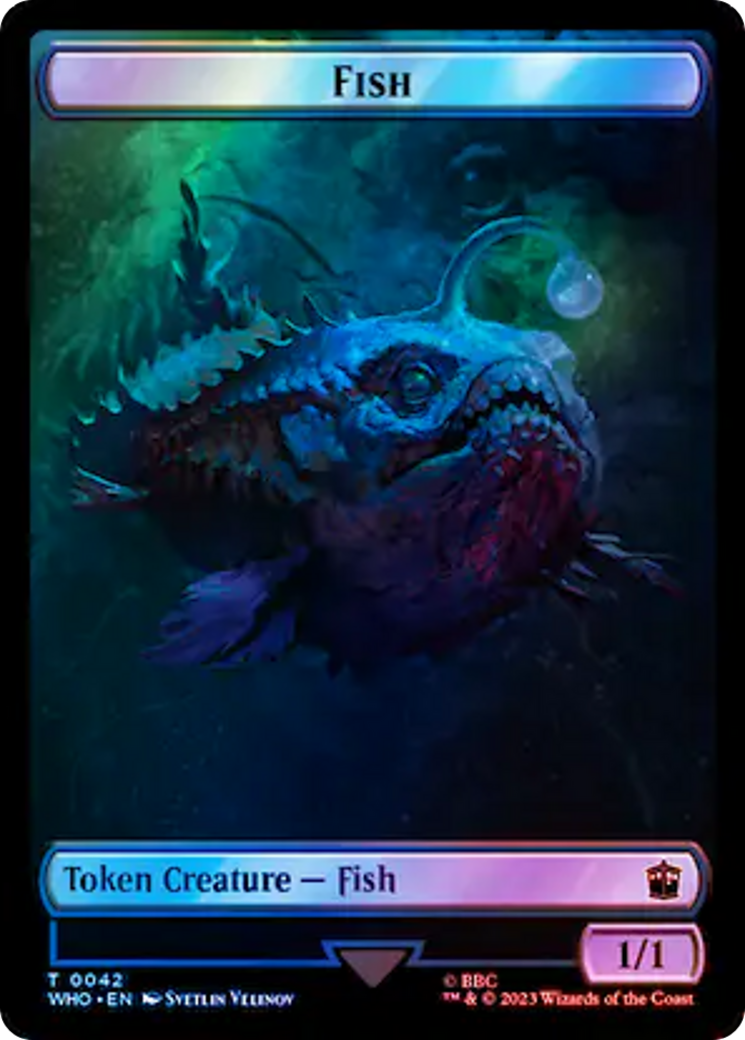Fish // Alien Salamander Double-Sided Token (Surge Foil) [Doctor Who Tokens] MTG Single Magic: The Gathering | Red Claw Gaming
