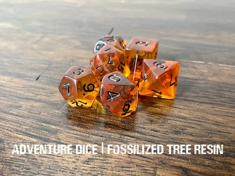 Adventure Dice Fossilized Tree Resin Dice Set Dice & Counters Adventure Dice | Red Claw Gaming