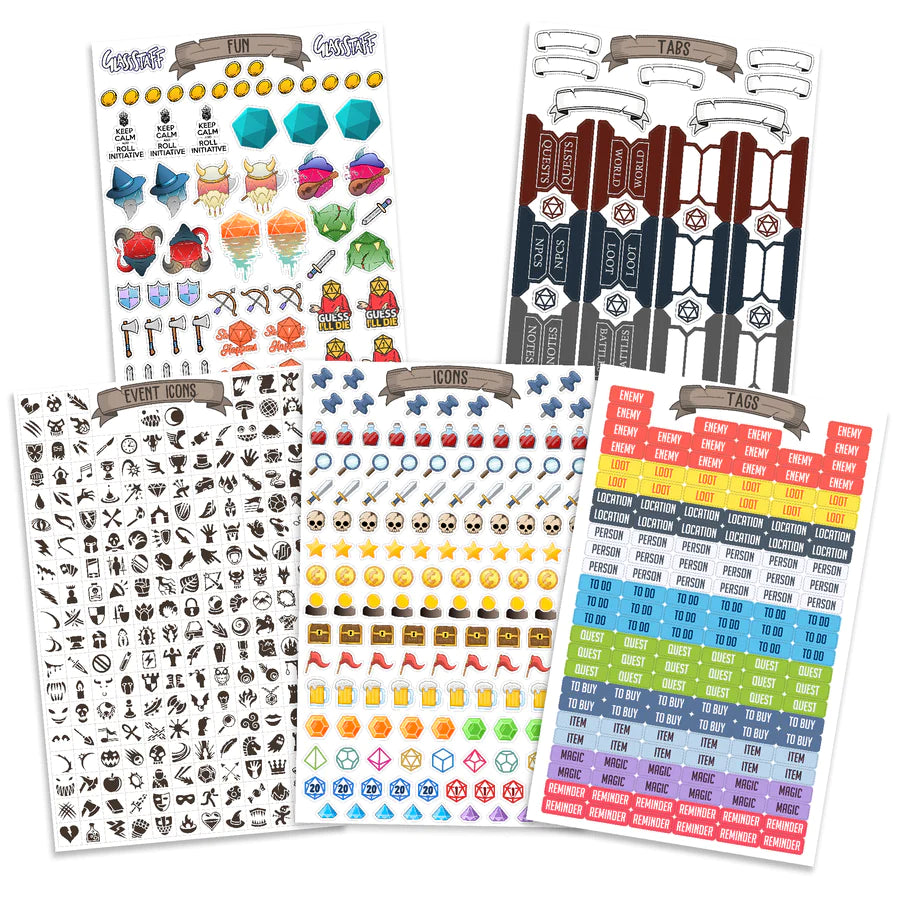 Roll Playing Notebook Stickers D&D Accessory Forged Gaming    | Red Claw Gaming