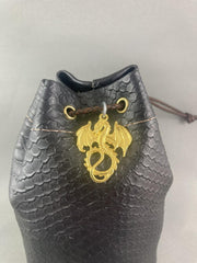 Black Medium Dragonhide Drawstring Dice Bag Dice Bag The Shop in the Back | Red Claw Gaming