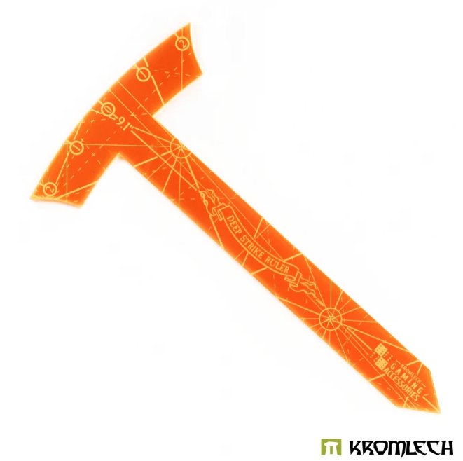 DEEP STRIKE RULER TEMPLATE 9" - MEDIUM PERIMETER - ORANGE Miniatures Kromlech    | Red Claw Gaming