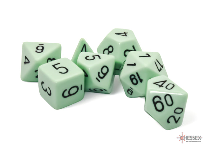 Opaque Pastel Green/Black 7-Die Set Dice Chessex    | Red Claw Gaming