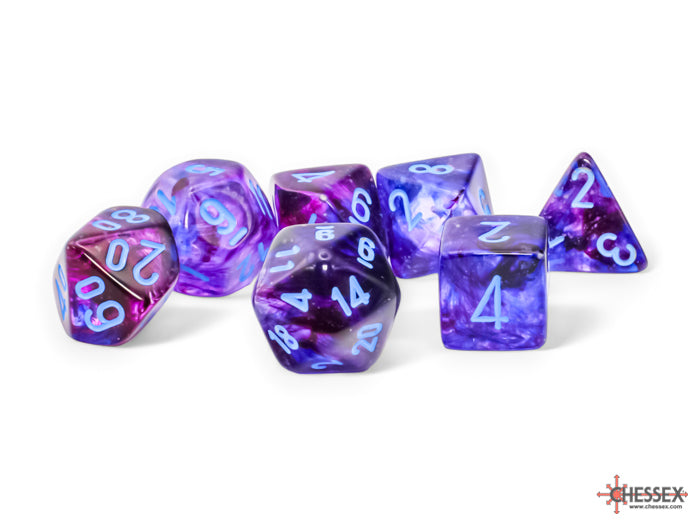 NEBULA 7-DIE SET MEGA-HEDRAL NOCTURNAL/BLUE LUMINARY Dice Chessex    | Red Claw Gaming