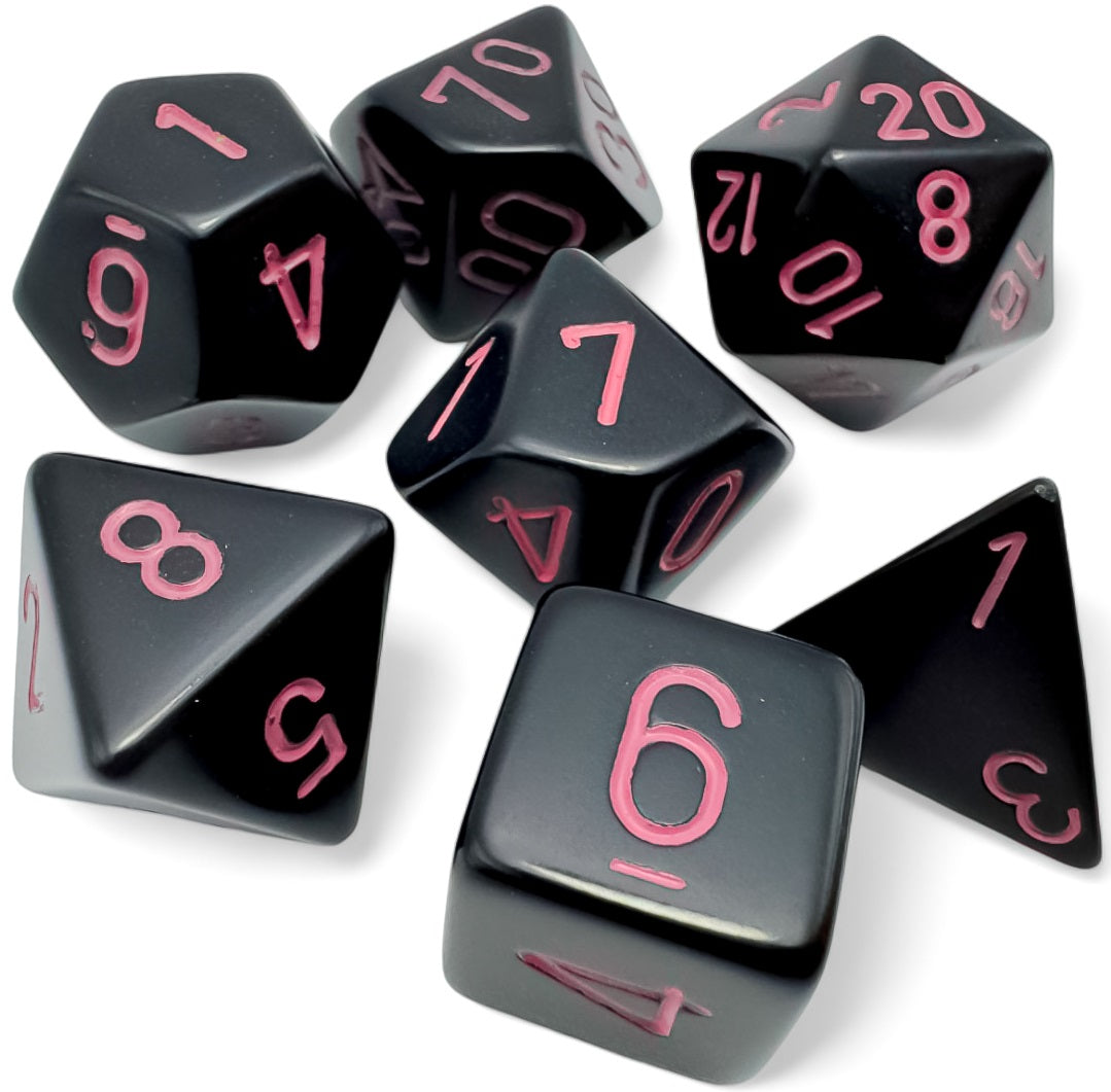 Opaque Black/Pink 7-Die Set Dice Chessex    | Red Claw Gaming