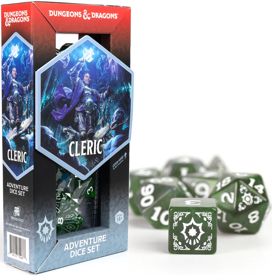 D&D ADVENTURE DICE CLERIC: GREEN Dice Cup Sirius Dice | Red Claw Gaming