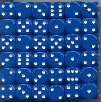 Opaque Blue/White 36 12mm D6 Dice Chessex | Red Claw Gaming