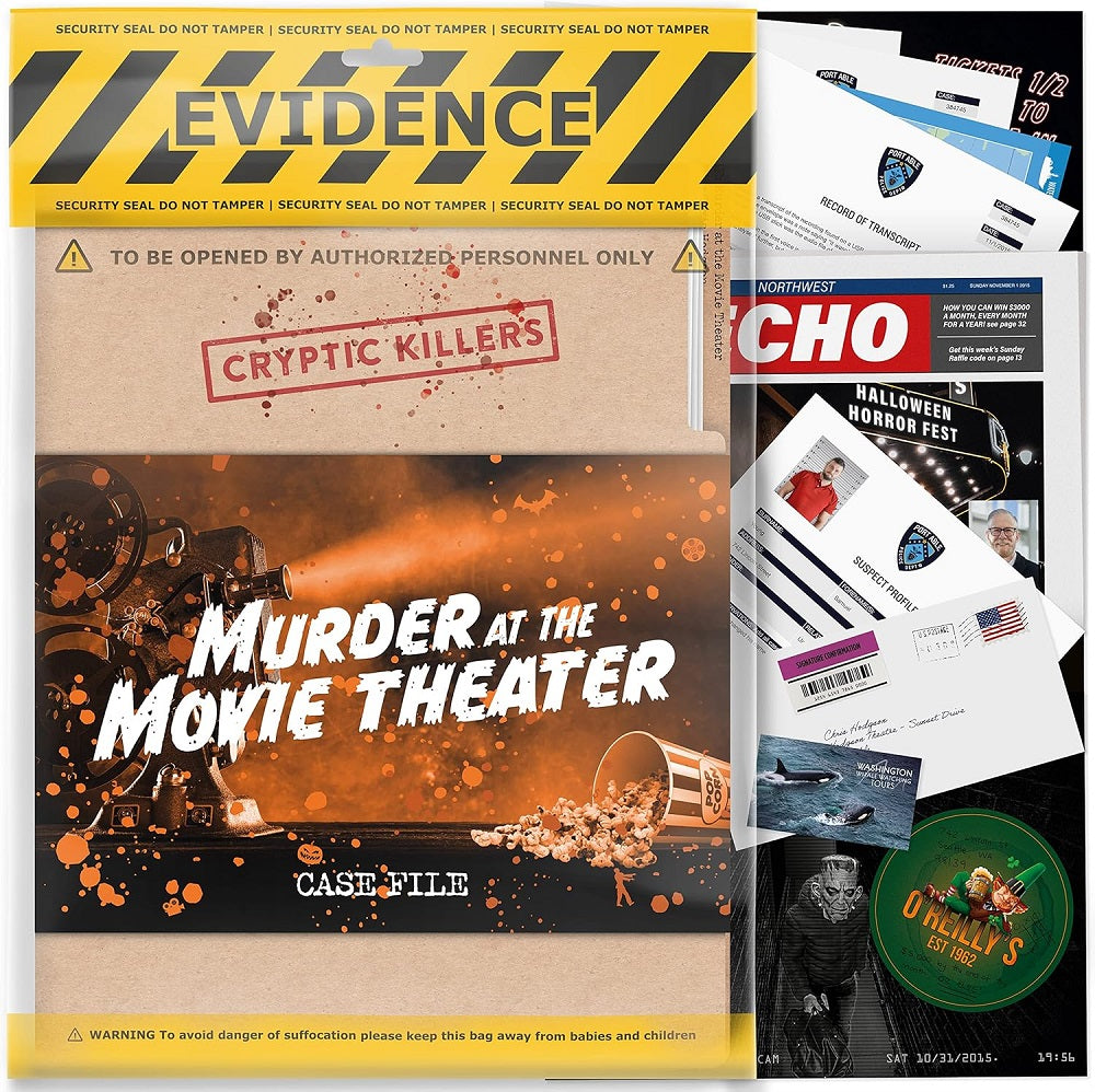 CRYPTIC KILLERS: MURDER AT THE MOVIE THEATER Board Game Cryptic Killers | Red Claw Gaming