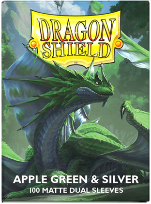 DRAGON SHIELD SLEEVES DUAL MATTE APPLE GREEN AND SILVER 100CT | Red Claw Gaming