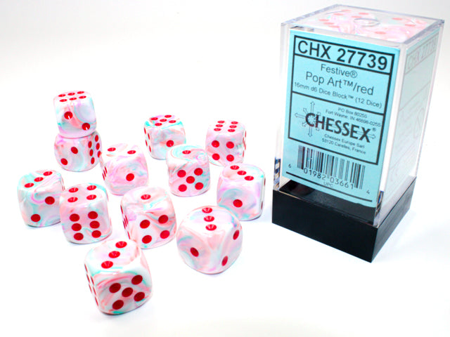 FESTIVE 12D6 POP-ART/RED 16MM | Red Claw Gaming