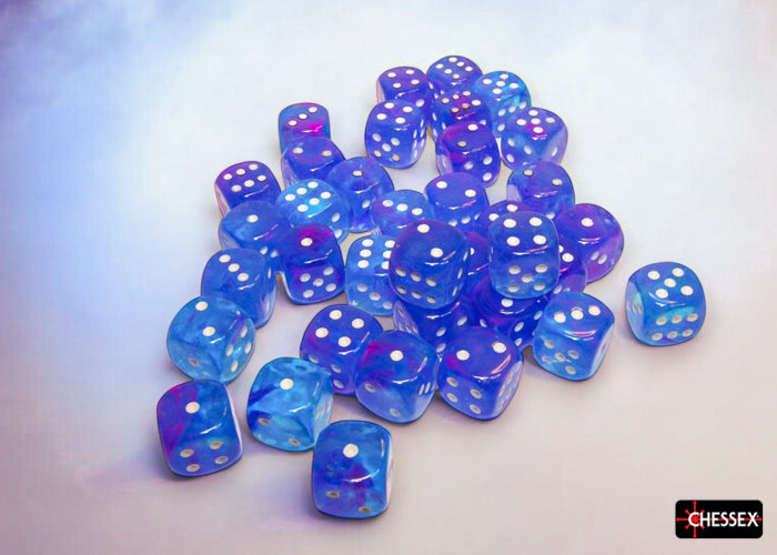 NEBULA 36D6 AURA/WHITE LUMINARY 12MM Dice Chessex | Red Claw Gaming