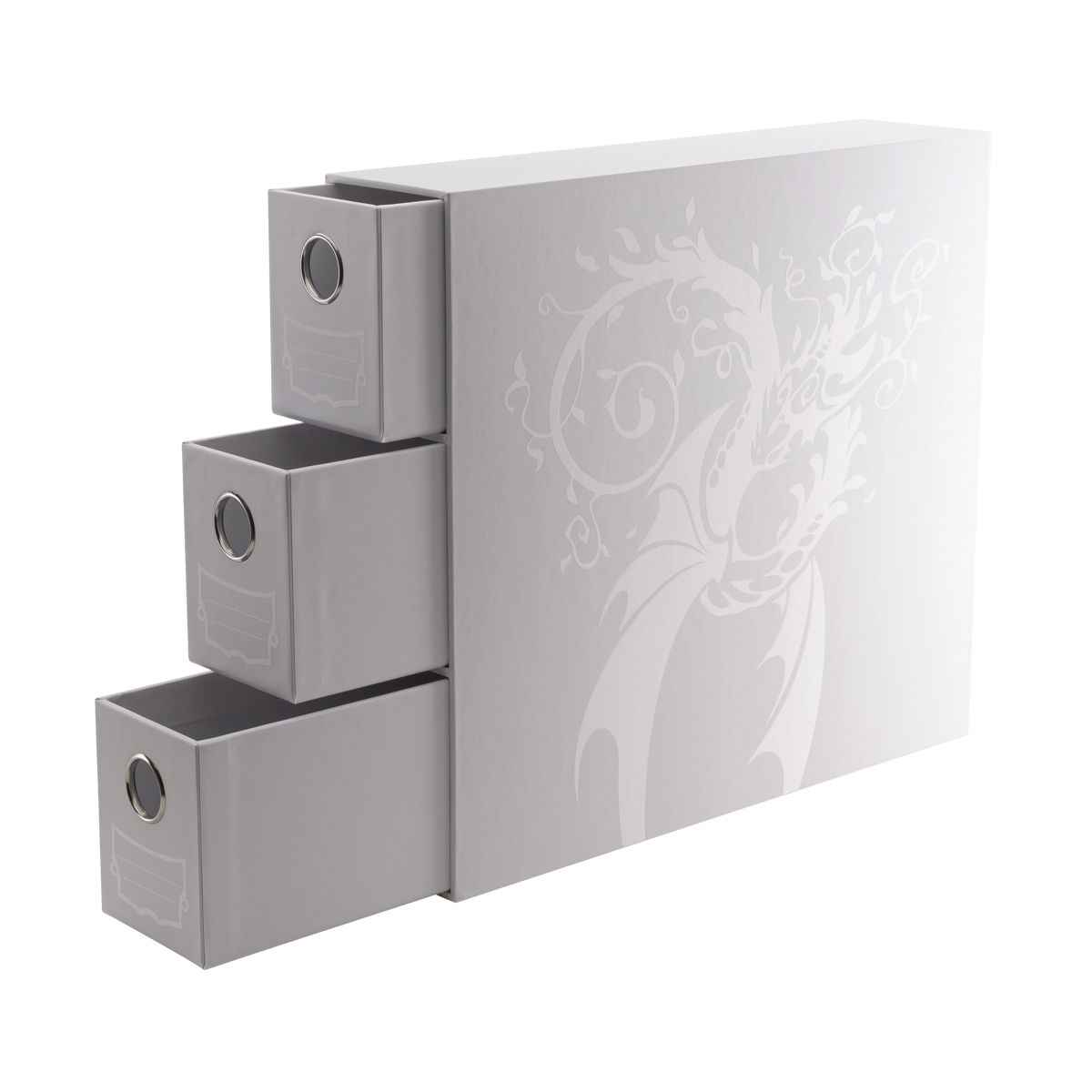 DRAGON SHIELD FORTRESS CARD DRAWERS VERTICAL 3 ROW WHITE | Red Claw Gaming