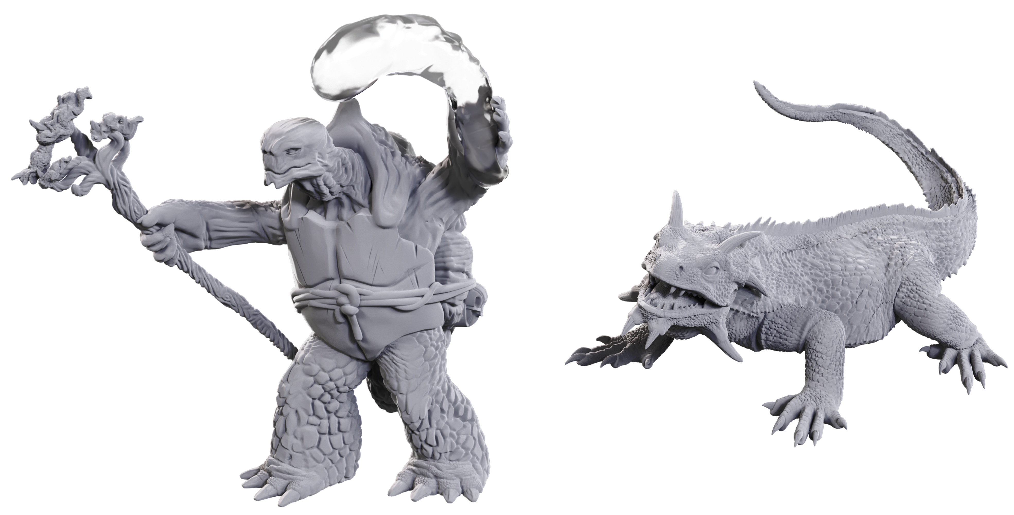 DND UNPAINTED MINIS WV24 TORTLE DRUID & WILD SHAPE GIANT LIZARD Minatures Wizkids Games | Red Claw Gaming