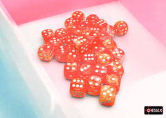 FESTIVE 36D6 DAHLIA/WHITE LUMINARY 12MM Dice Chessex | Red Claw Gaming