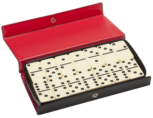 DOMINOES, DBL 6 BLACK DOTS CLUB SIZED Board Game Universal DIstribution    | Red Claw Gaming