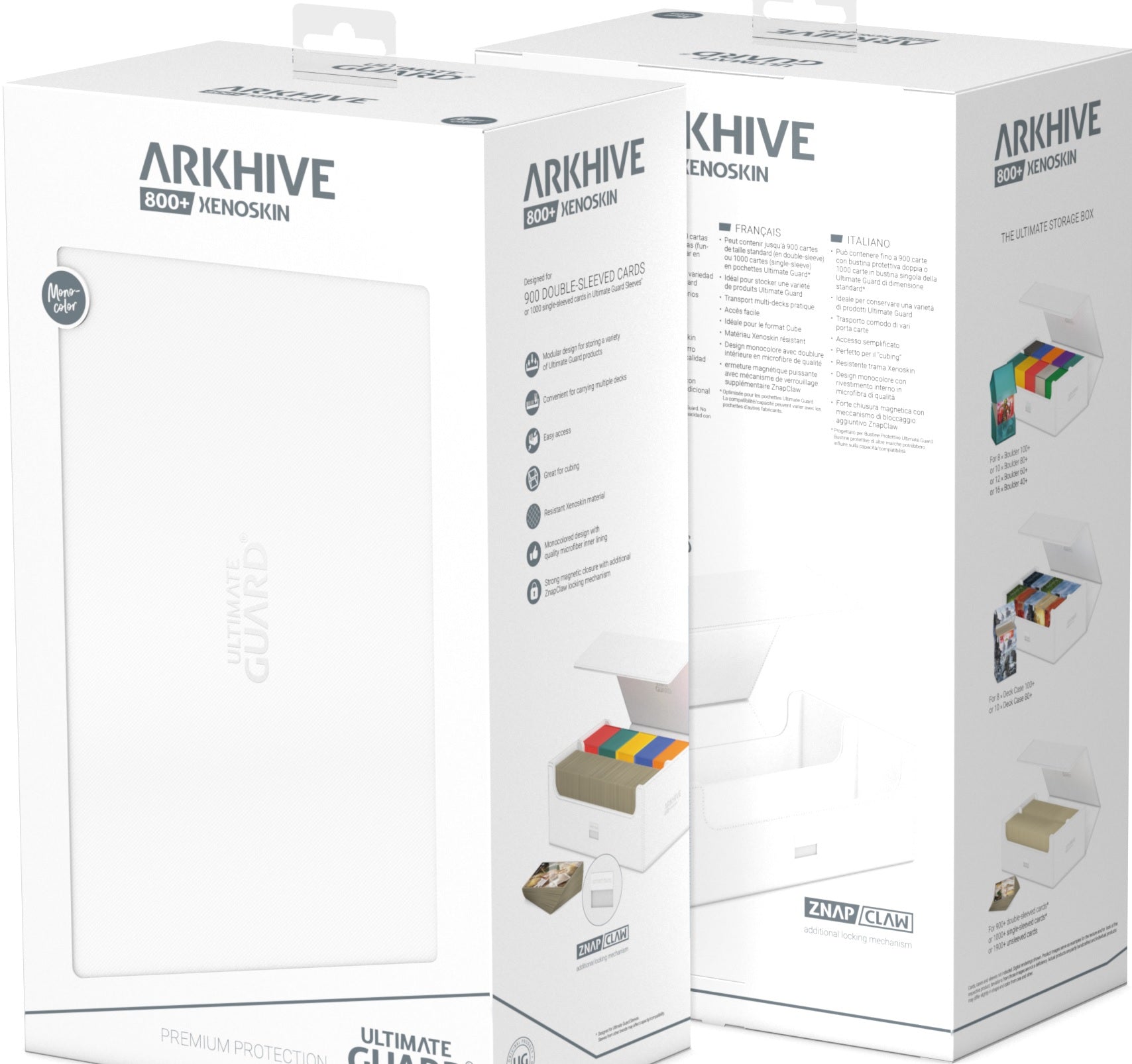 UG DECK CASE ARKHIVE 800+ WHITE Deck Box Ultimate Guard    | Red Claw Gaming