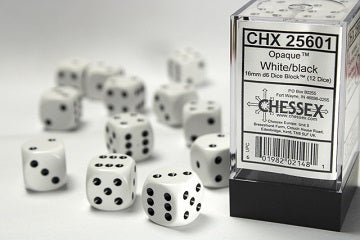 Opaque White/Black 16mm D6 | Red Claw Gaming