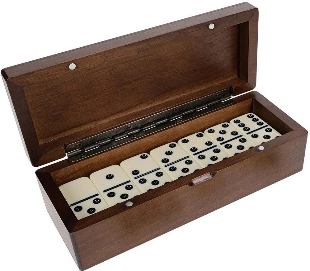 DOMINOES, DOUBLE 6, IVORY MAGNETIC WOODEN BOX | Red Claw Gaming