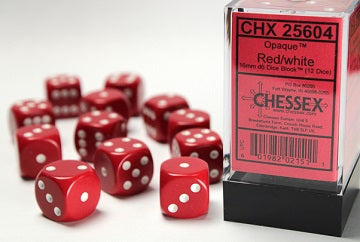 Opaque Red/White 16mm D6 | Red Claw Gaming