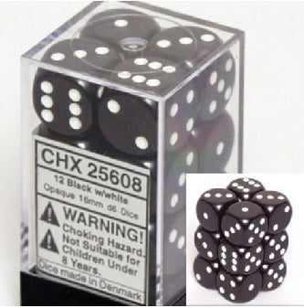 Opaque Black/White 16mm D6 | Red Claw Gaming