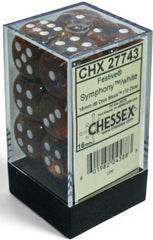 FESTIVE 12D6 SYMPHONY/WHITE 16MM Dice Chessex | Red Claw Gaming