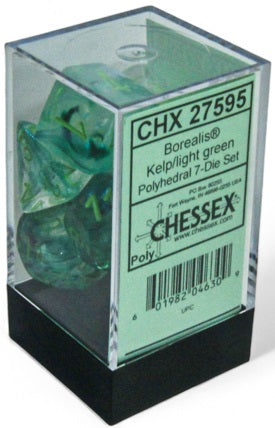 BOREALIS 7-DIE SET KELP/LIGHT GREEN LUMINARY Dice Chessex | Red Claw Gaming
