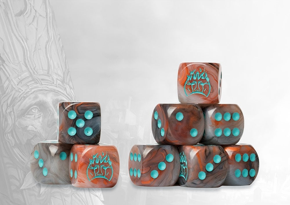 CONQUEST: OLD DOMINION LOGO ON EARTHEN MARBLED DICE 24CT Miniatures Universal DIstribution | Red Claw Gaming
