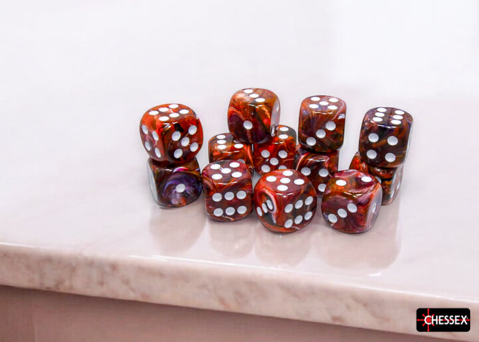 FESTIVE 12D6 SYMPHONY/WHITE 16MM Dice Chessex | Red Claw Gaming