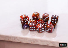 FESTIVE 12D6 SYMPHONY/WHITE 16MM Dice Chessex | Red Claw Gaming