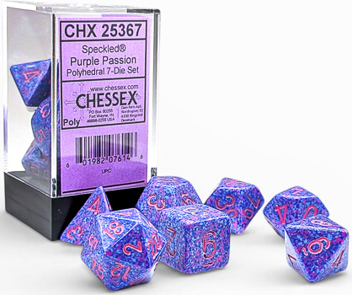 SPECKLED 7-DIE SET POLYHEDRAL PURPLE PASSION | Red Claw Gaming