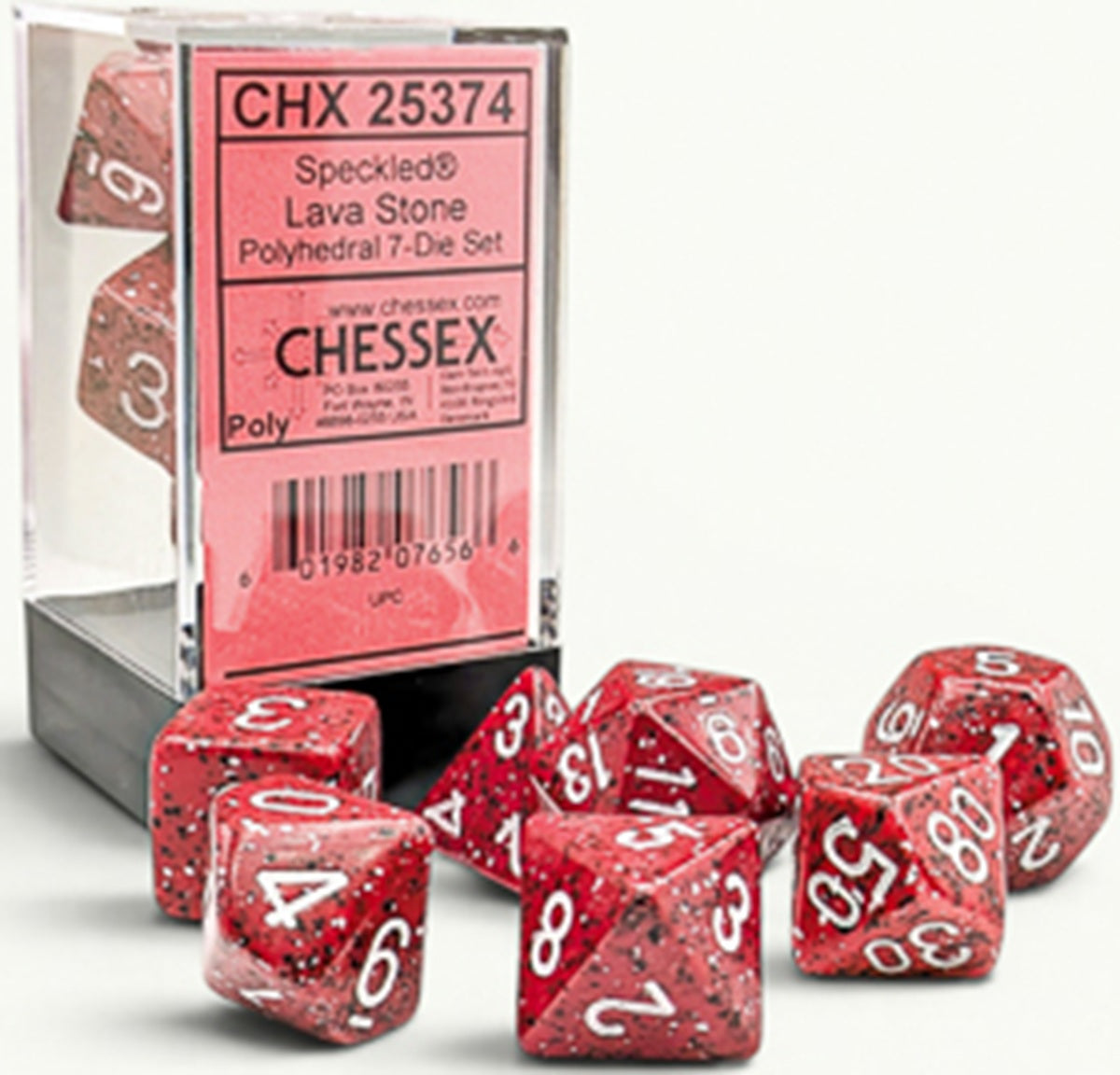 SPECKLED 7-DIE SET POLYHEDRAL LAVA STONE | Red Claw Gaming