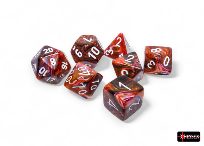 FESTIVE 7-DIE SET SYMPHONY/WHITE Dice Chessex | Red Claw Gaming