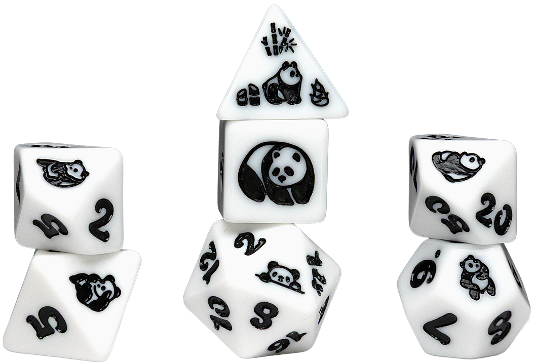 ANIMALS MOON PANDA 7-DIE SET Dice & Counters Sirius Dice | Red Claw Gaming