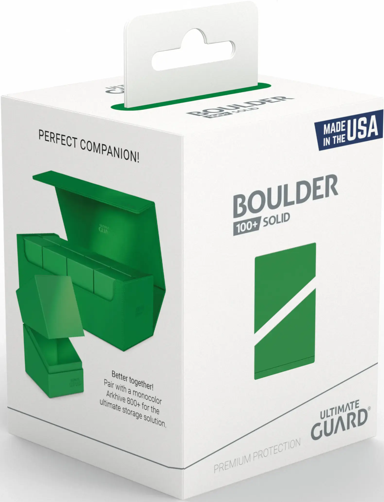 UG Boulder Deck Box 100+ Solid Green Deck Box Ultimate Guard    | Red Claw Gaming