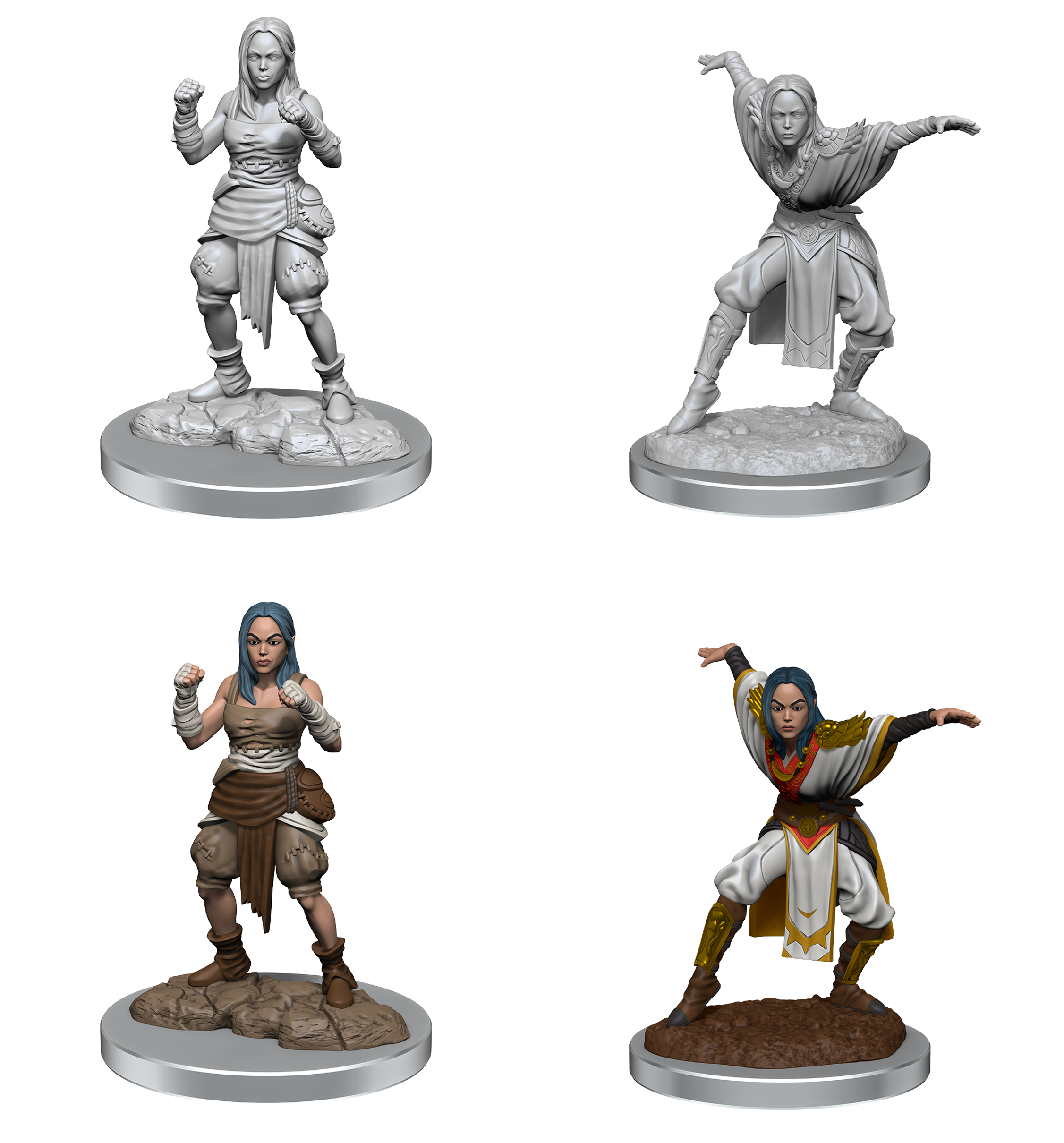 PATHFINDER BATTLES UNPAINTED HALF-ELF MONK FEMALES Minatures Wizkids Games    | Red Claw Gaming