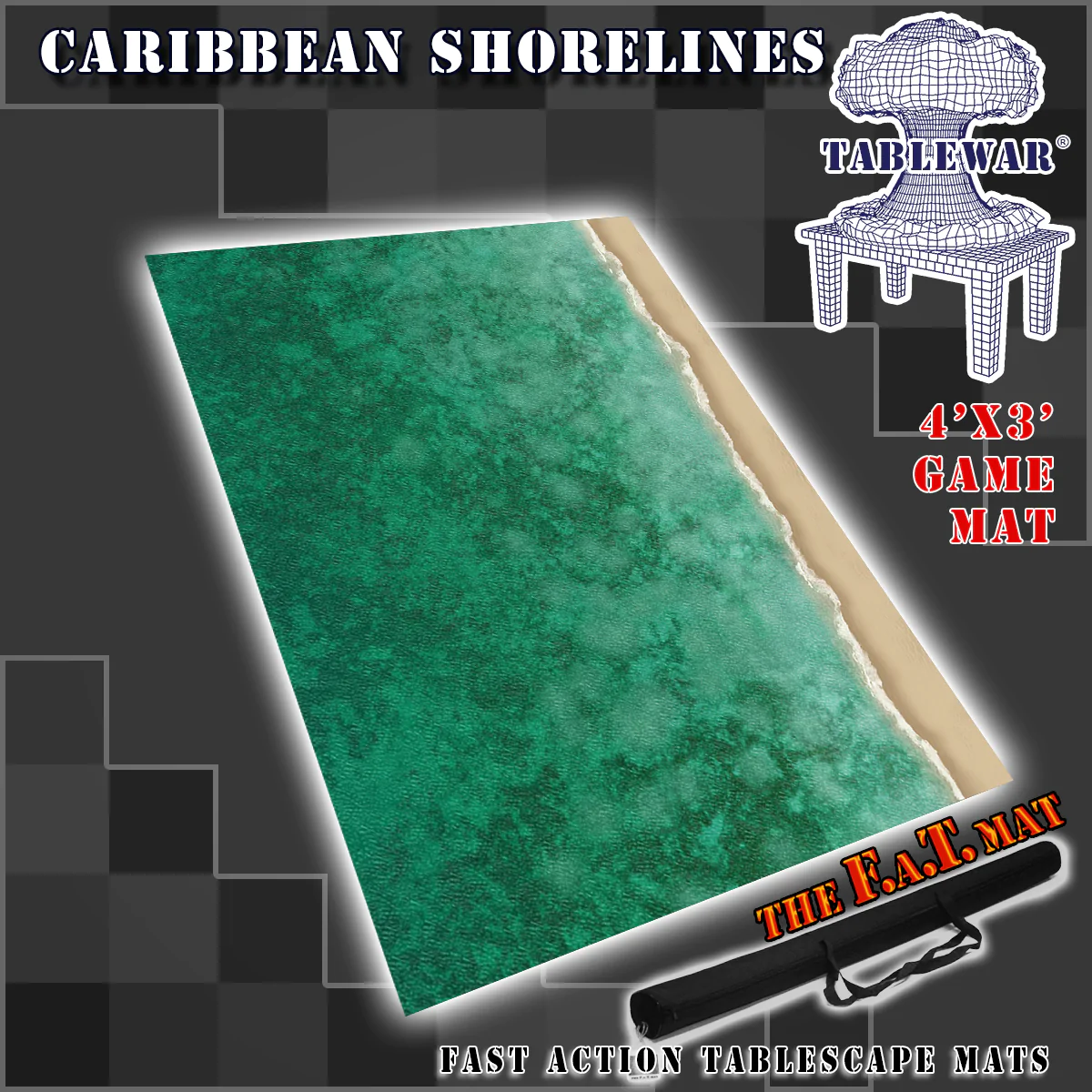 F.A.T. MATS: CARIBBEAN SHORES (OCEAN/SHORELINE)4X3 Gaming Mat F.A.T. Mats    | Red Claw Gaming