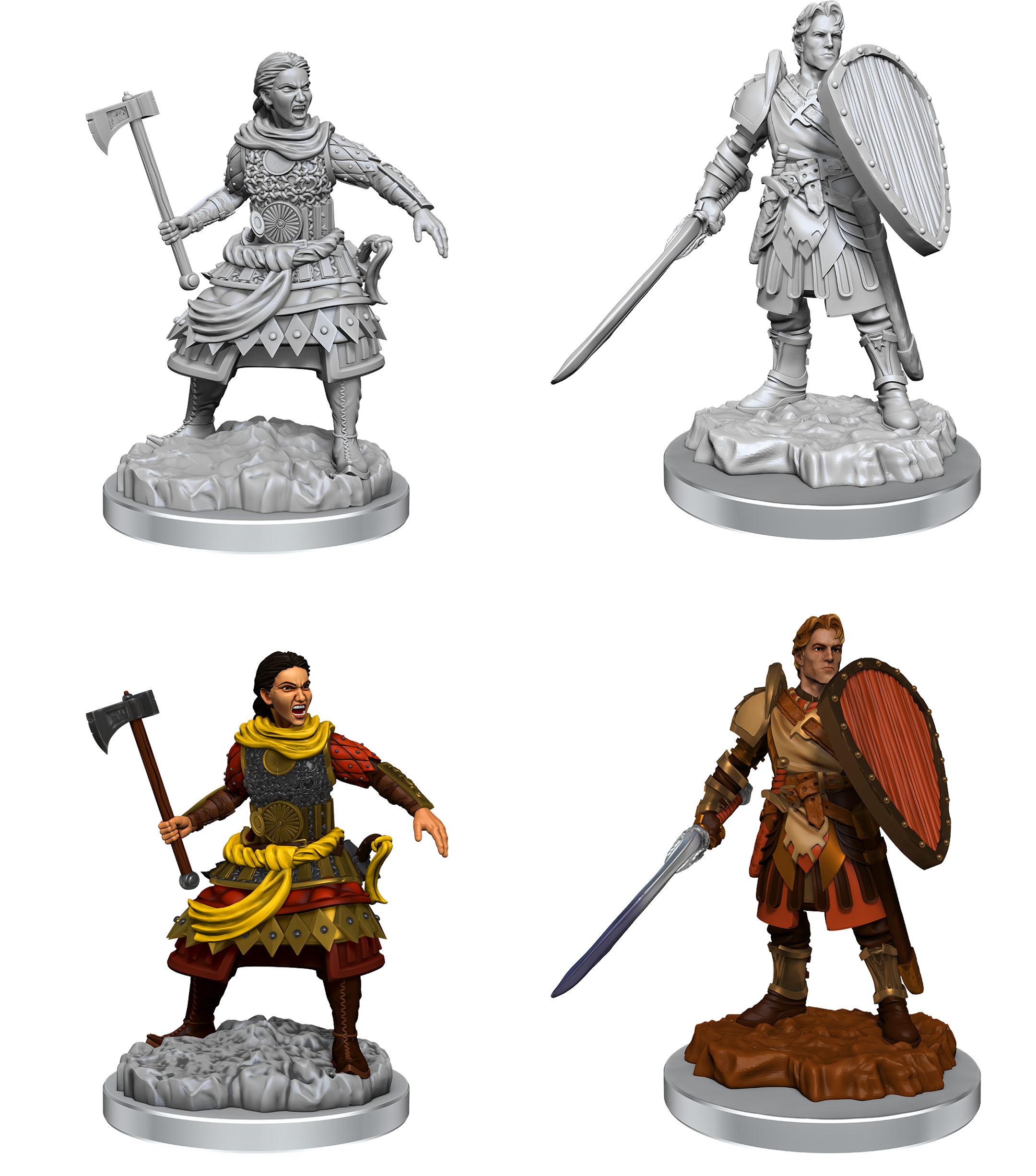 D&D UNPAINTED MINIS HUMAN FIGHTERS Minatures Wizkids Games    | Red Claw Gaming